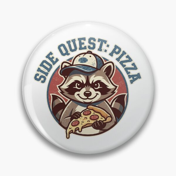 Item preview, Side Quest Pizza Raccoon Funny Retro Shirt  designed and sold by Hansraj Sharma.