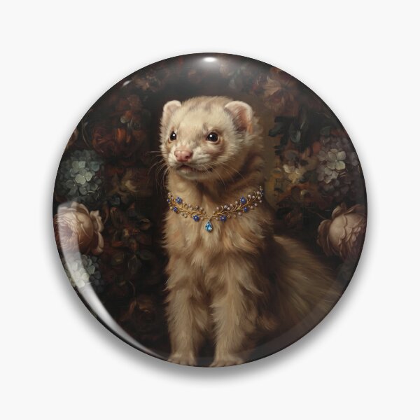 Item preview, Royal Ferret Portrait with Blue Sapphire Necklace designed and sold by Real Beast Art.