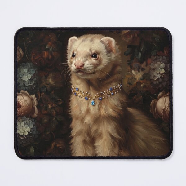 Item preview, Royal Ferret Portrait with Blue Sapphire Necklace designed and sold by Real Beast Art.