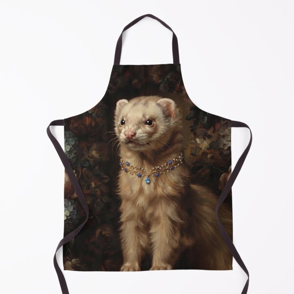 Item preview, Royal Ferret Portrait with Blue Sapphire Necklace designed and sold by Real Beast Art.