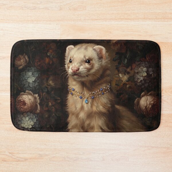 Item preview, Royal Ferret Portrait with Blue Sapphire Necklace designed and sold by Real Beast Art.