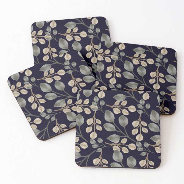 Item preview, Eucalyptus Leaves Midnight Blue Seamless Pattern designed and sold by ​Jyoti Digital Artist.