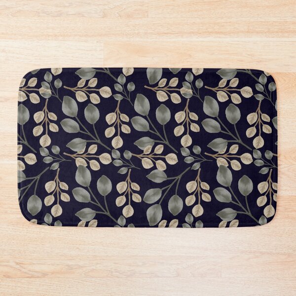 Item preview, Eucalyptus Leaves Midnight Blue Seamless Pattern designed and sold by ​Jyoti Digital Artist.