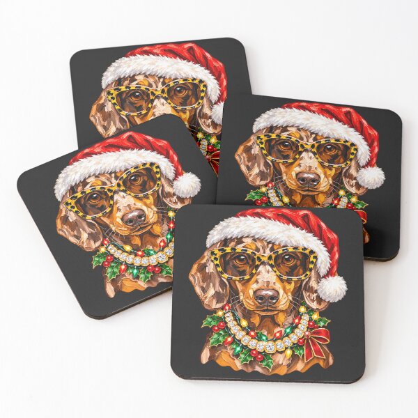 Item preview, Christmas Dachshund Leopard Glasses Glam Dog Art designed and sold by AmiGraph.
