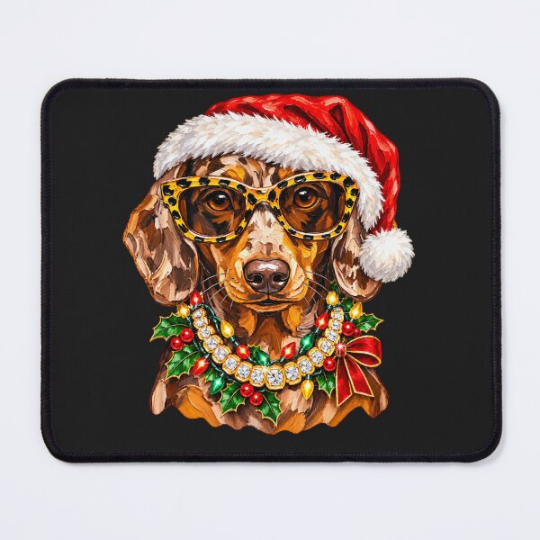 Item preview, Christmas Dachshund Leopard Glasses Glam Dog Art designed and sold by AmiGraph.