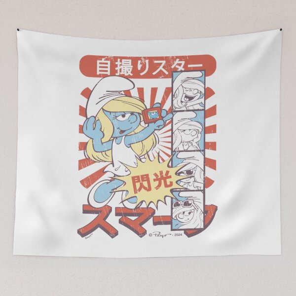Item preview, The Smurfs Cute Cool Smurfette Vintage Kanji Chest Poster Essential  designed and sold by circliqueart.