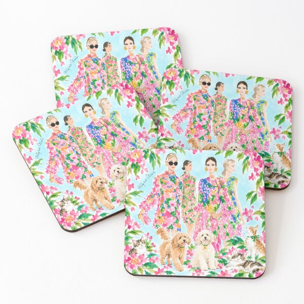 Item preview, Preppy fashion illustration with dogs and cats designed and sold by SophieClimaArt.