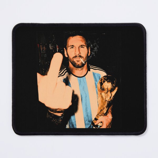 Item preview, Funny Messi Trophy Middle-Finger Smoking Meme designed and sold by BlondelleWinny.