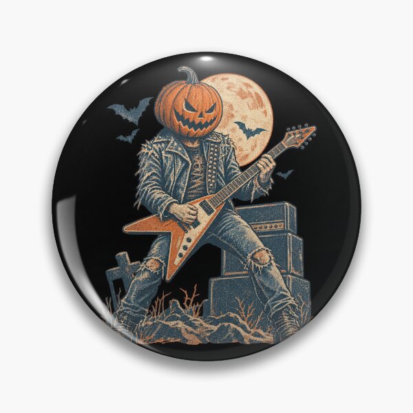 Item preview, Pumpkin Head Rock Guitarist Graveyard Full Moon Riff Artwork designed and sold by yassin-stags.