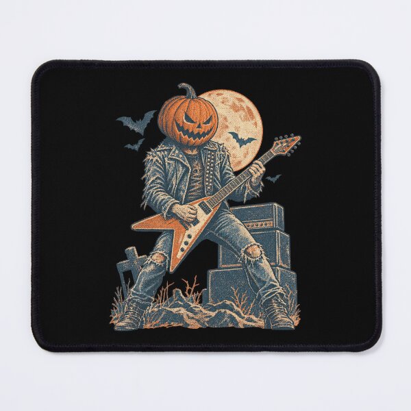 Item preview, Pumpkin Head Rock Guitarist Graveyard Full Moon Riff Artwork designed and sold by yassin-stags.