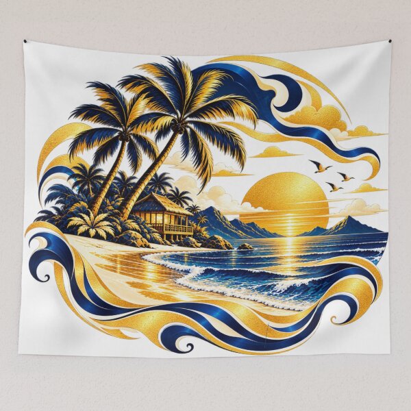 Item preview, Golden Blue Tropical Paradise designed and sold by NeuroArtGallery.