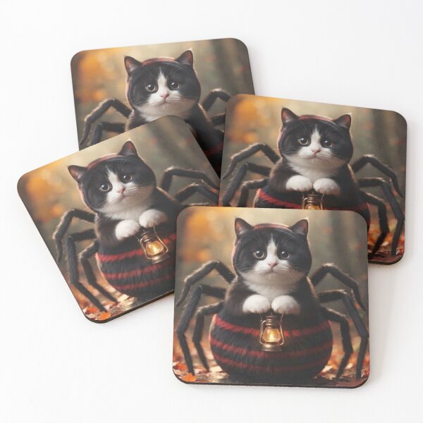 Item preview, Adorable Cat in Spider Costume  Holding Lantern in Autumn Forest designed and sold by Mindworx21.