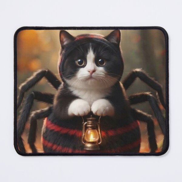 Item preview, Adorable Cat in Spider Costume Holding Lantern in Autumn Forest designed and sold by Mindworx21.