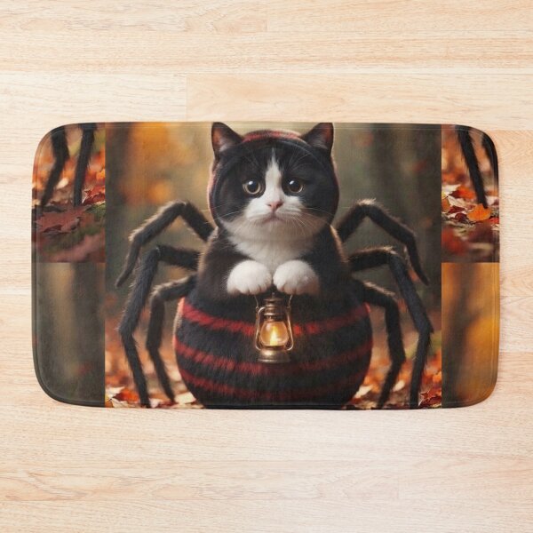 Item preview, Adorable Cat in Spider Costume  Holding Lantern in Autumn Forest designed and sold by Mindworx21.