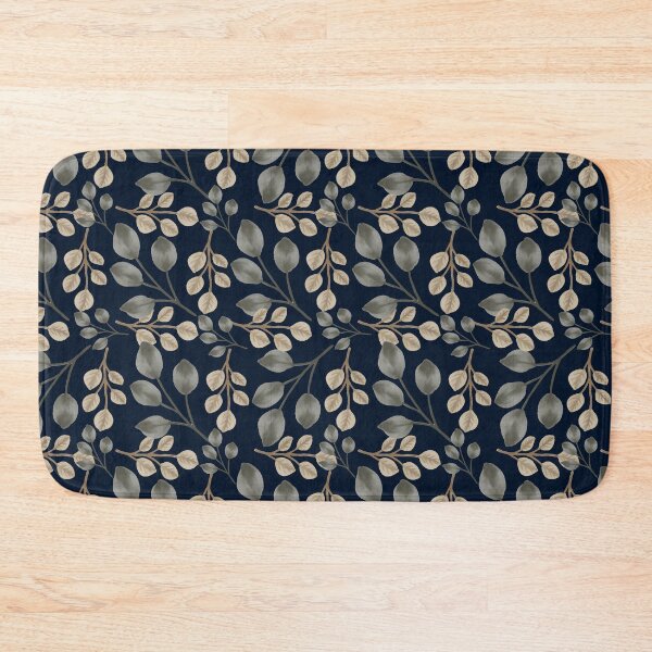 Item preview, Eucalyptus Leaves Midnight Blue Seamless Pattern designed and sold by ​Jyoti Digital Artist.