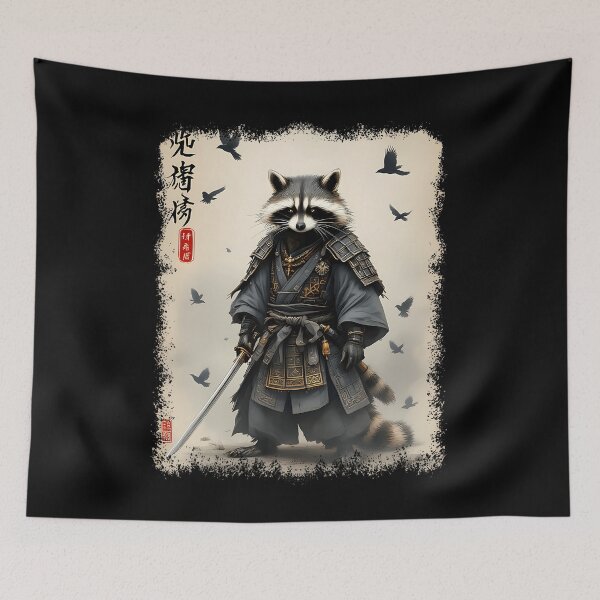 Item preview, Samurai Raccoon Japanese Warrior  Art  Vintage Anime designed and sold by Alzasshop.
