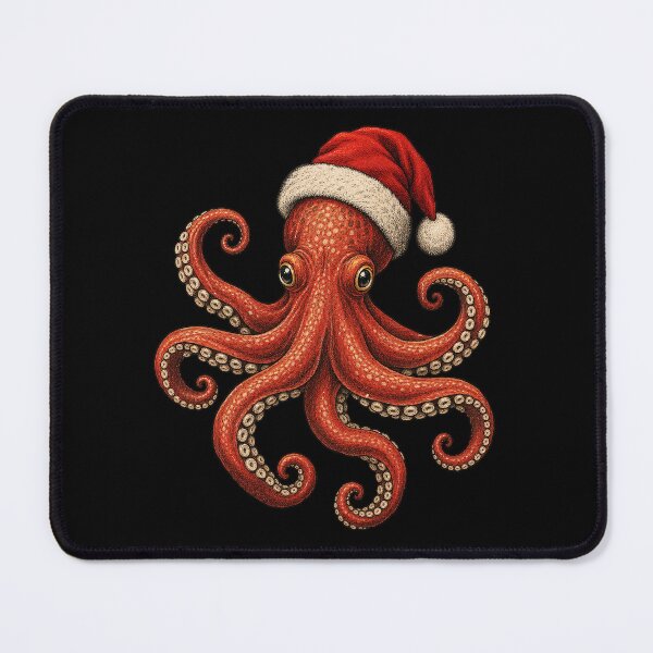 Item preview, Funny Christmas Octopus Wearing Santa Hat – Cute Festive Ocean Animal designed and sold by SOUFIANE1991.