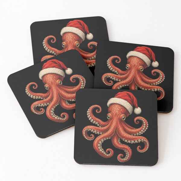 Item preview, Funny Christmas Octopus Wearing Santa Hat – Cute Festive Ocean Animal designed and sold by SOUFIANE1991.