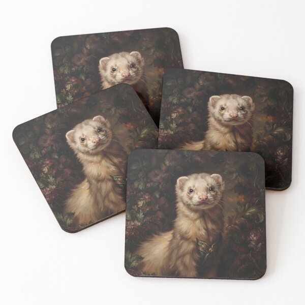 Item preview, Royal Ferret Portrait in Botanical Setting designed and sold by Real Beast Art.