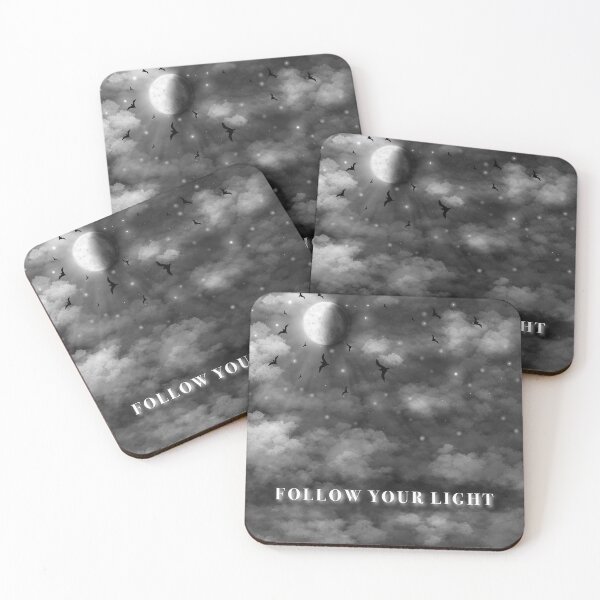 Item preview, Follow Your Light Motivational Moon Quote Art designed and sold by SaraPixels.