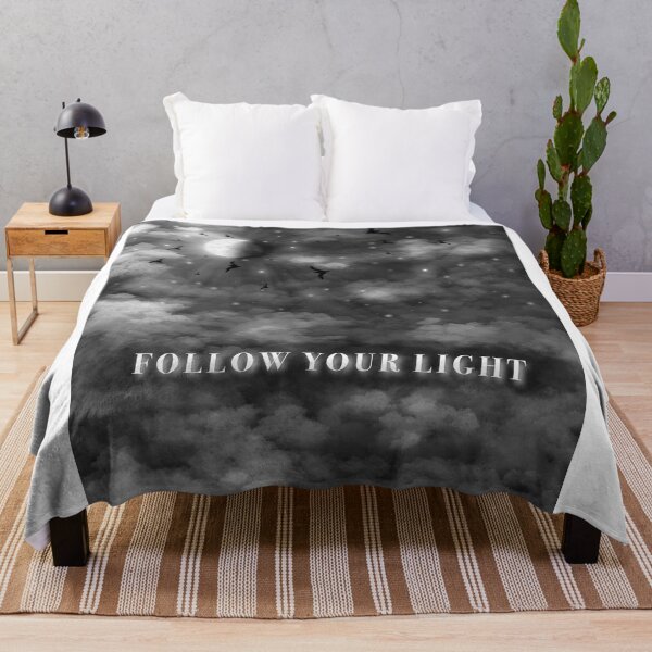 Item preview, Follow Your Light Motivational Moon Quote Art designed and sold by SaraPixels.