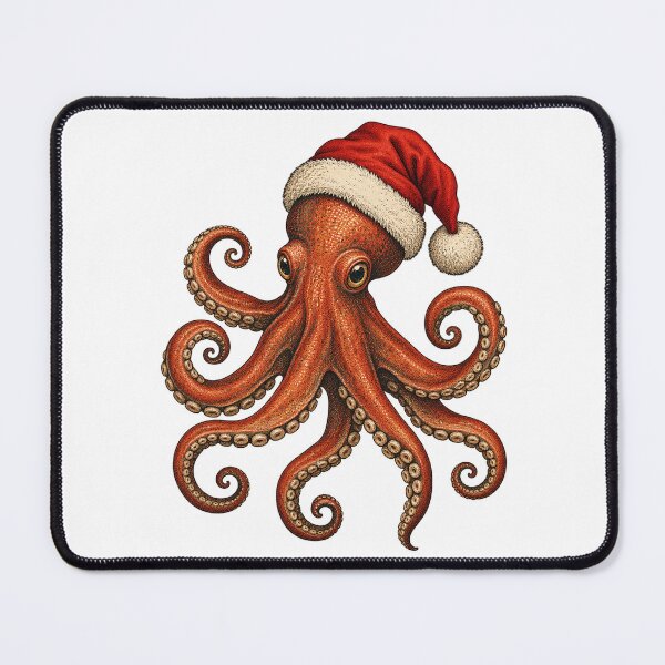 Item preview, Funny Christmas Octopus Wearing Santa Hat – Cute Festive Ocean Animal designed and sold by SOUFIANE1991.