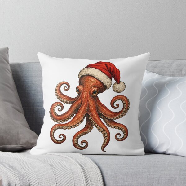 Item preview, Funny Christmas Octopus Wearing Santa Hat – Cute Festive Ocean Animal designed and sold by SOUFIANE1991.