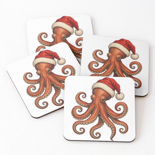 Item preview, Funny Christmas Octopus Wearing Santa Hat – Cute Festive Ocean Animal designed and sold by SOUFIANE1991.