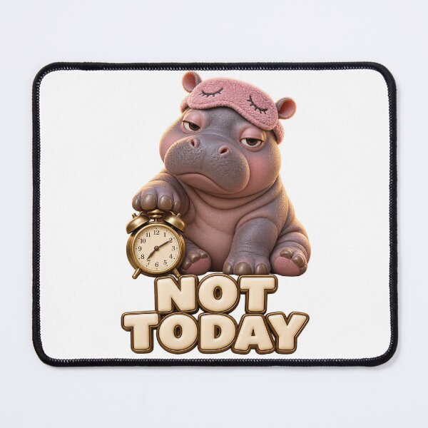 Item preview, Not Today Hippo Alarm Clock designed and sold by TrendTribeTP.