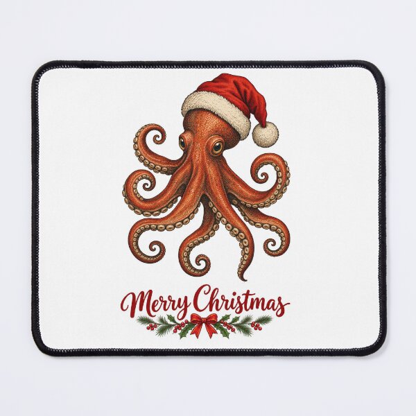 Item preview, Funny Christmas Octopus Wearing Santa Hat – Cute Festive Ocean Animal designed and sold by SOUFIANE1991.