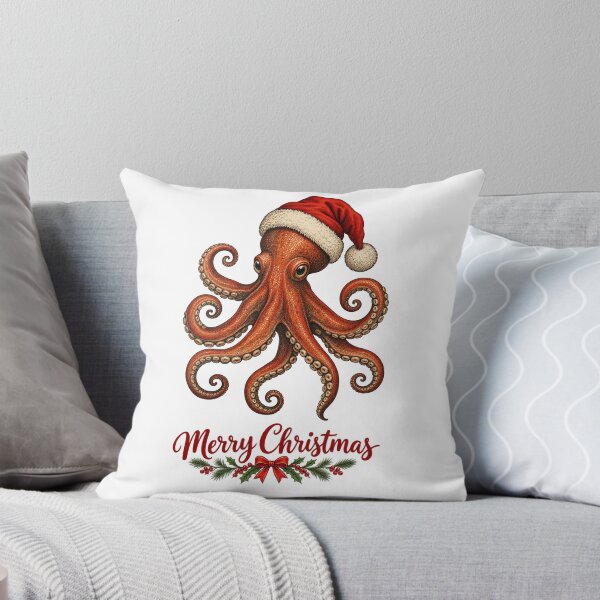 Item preview,  Funny Christmas Octopus Wearing Santa Hat – Cute Festive Ocean Animal designed and sold by SOUFIANE1991.