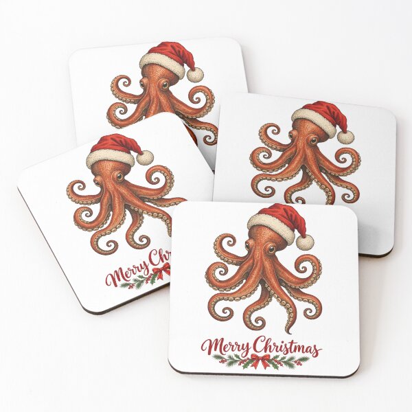Item preview,  Funny Christmas Octopus Wearing Santa Hat – Cute Festive Ocean Animal designed and sold by SOUFIANE1991.