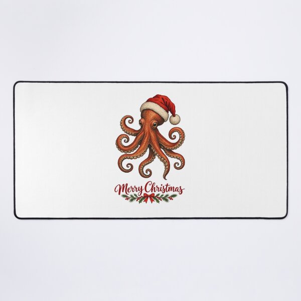 Item preview, Funny Christmas Octopus Wearing Santa Hat – Cute Festive Ocean Animal designed and sold by SOUFIANE1991.