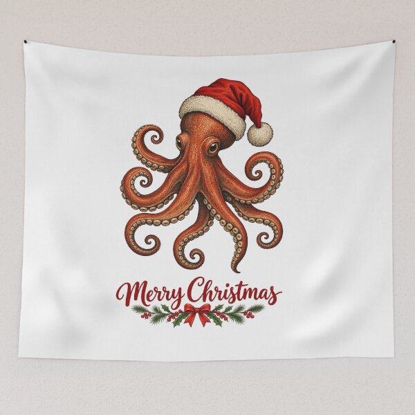 Item preview,  Funny Christmas Octopus Wearing Santa Hat – Cute Festive Ocean Animal designed and sold by SOUFIANE1991.