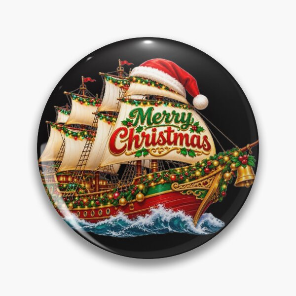 Item preview, Christmas Sailor Ship with Santa Hat designed and sold by annenambiro.
