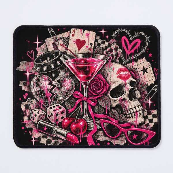 Item preview, Chaos After Dark – Pink Punk Skull & Martini Grunge Collage designed and sold by MetaModel Editions.