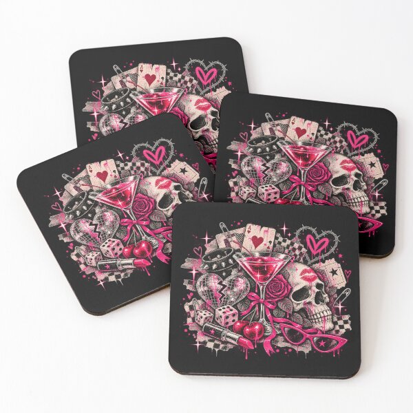 Item preview, Chaos After Dark – Pink Punk Skull & Martini Grunge Collage designed and sold by MetaModel Editions.