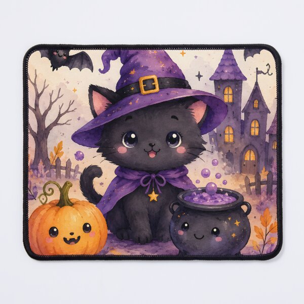 Item preview, Have a Magical Halloween – Cute Black Witch Cat Watercolor designed and sold by blankTeeShirt.
