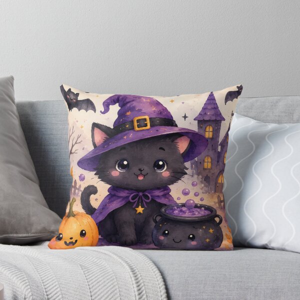 Item preview, Have a Magical Halloween – Cute Black Witch Cat Watercolor designed and sold by blankTeeShirt.