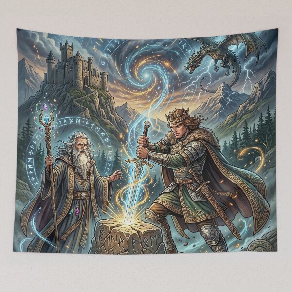 Item preview, Merlin and King Arthur - Legends of Camelot designed and sold by Lucid Dream Pixel.