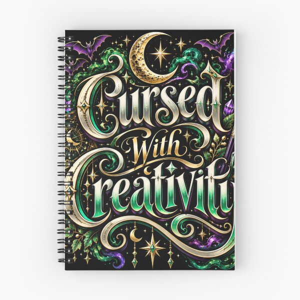 Item preview, Cursed With Creativity | Witchcore Fantasy Design | Gothic Moon Magic & Spellbook Art designed and sold by K3DreamKreations .