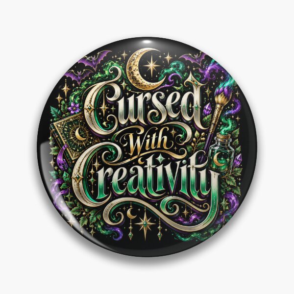 Item preview, Cursed With Creativity | Witchcore Fantasy Design | Gothic Moon Magic & Spellbook Art designed and sold by K3DreamKreations .