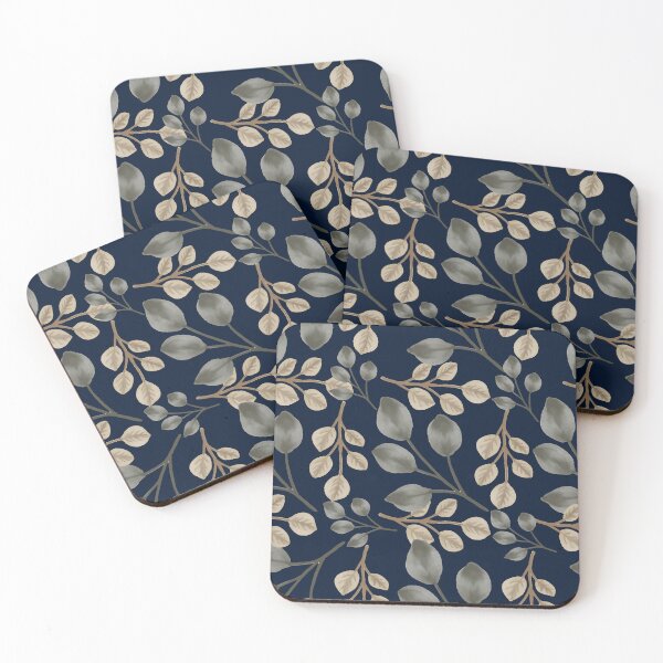 Item preview, Eucalyptus Leaves Midnight Blue Seamless Pattern designed and sold by ​Jyoti Digital Artist.