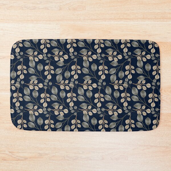 Item preview, Eucalyptus Leaves Midnight Blue Seamless Pattern designed and sold by ​Jyoti Digital Artist.
