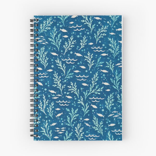 Item preview, Deep Sea Blue – Fish and Seaweed Ocean Pattern designed and sold by BLUEFOX05.