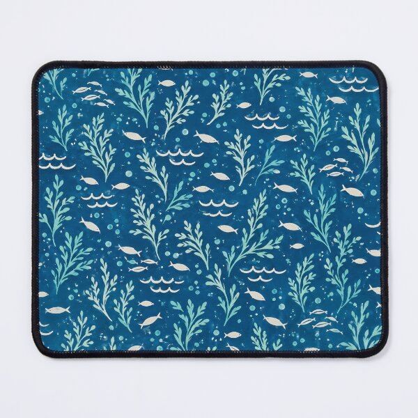 Item preview, Deep Sea Blue – Fish and Seaweed Ocean Pattern designed and sold by BLUEFOX05.