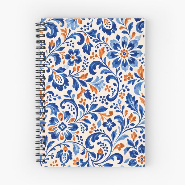 Item preview, Ceramic Garden – Cobalt Blue and Terracotta Floral Pattern designed and sold by BLUEFOX05.
