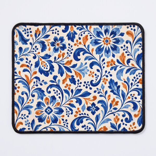 Item preview, Ceramic Garden – Cobalt Blue and Terracotta Floral Pattern designed and sold by BLUEFOX05.