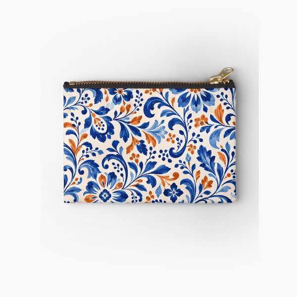 Item preview, Ceramic Garden – Cobalt Blue and Terracotta Floral Pattern designed and sold by BLUEFOX05.