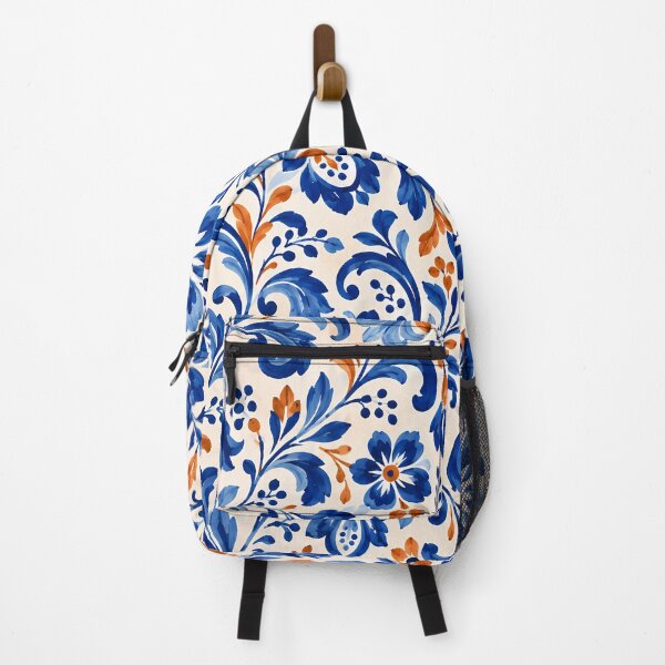 Item preview, Ceramic Garden – Cobalt Blue and Terracotta Floral Pattern designed and sold by BLUEFOX05.